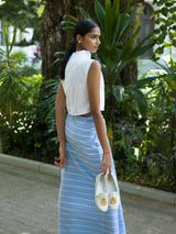 Nautical Sarong Sky Blue with White lines