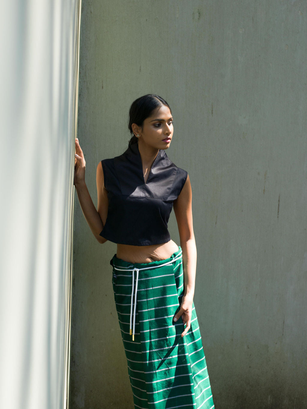 Nautical Sarong Emerald with White lines