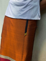 Rugby Sarong Rayon In Burnt Orange with Gold and Red lines