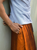Rugby Sarong Rayon In Burnt Orange with Gold and Red lines
