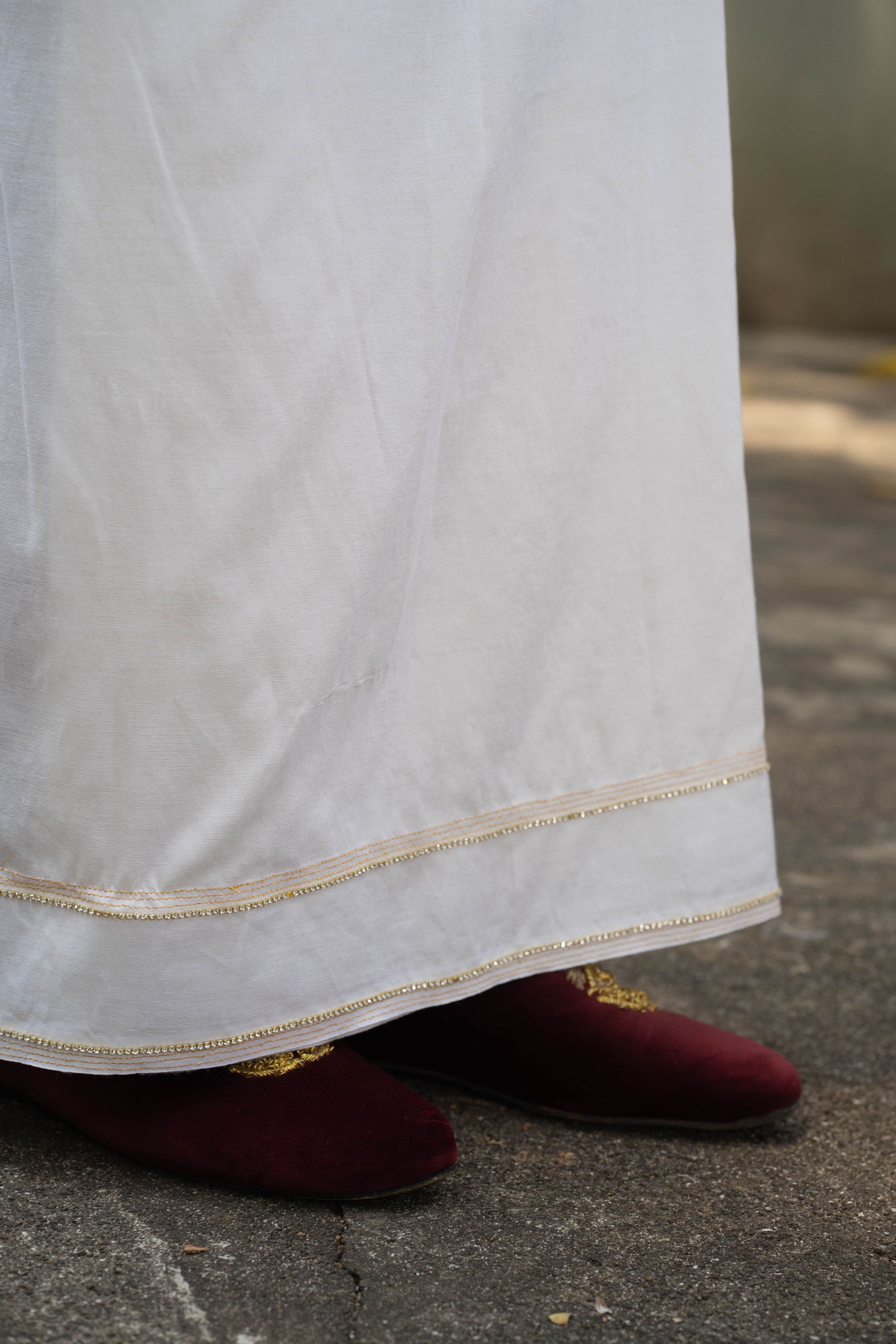 Cotton Sarong with Gold Hand Embroidered