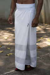 LOVI Nilame Sarong in White with Silver Lines