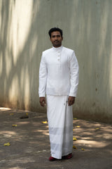 LOVI Nilame Sarong in White with Silver Lines