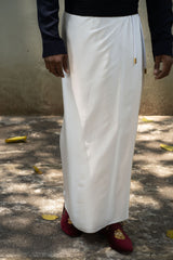LOVI White Pure Silk Tuxedo Sarong
