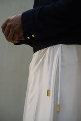 LOVI White Pure Silk Tuxedo Sarong