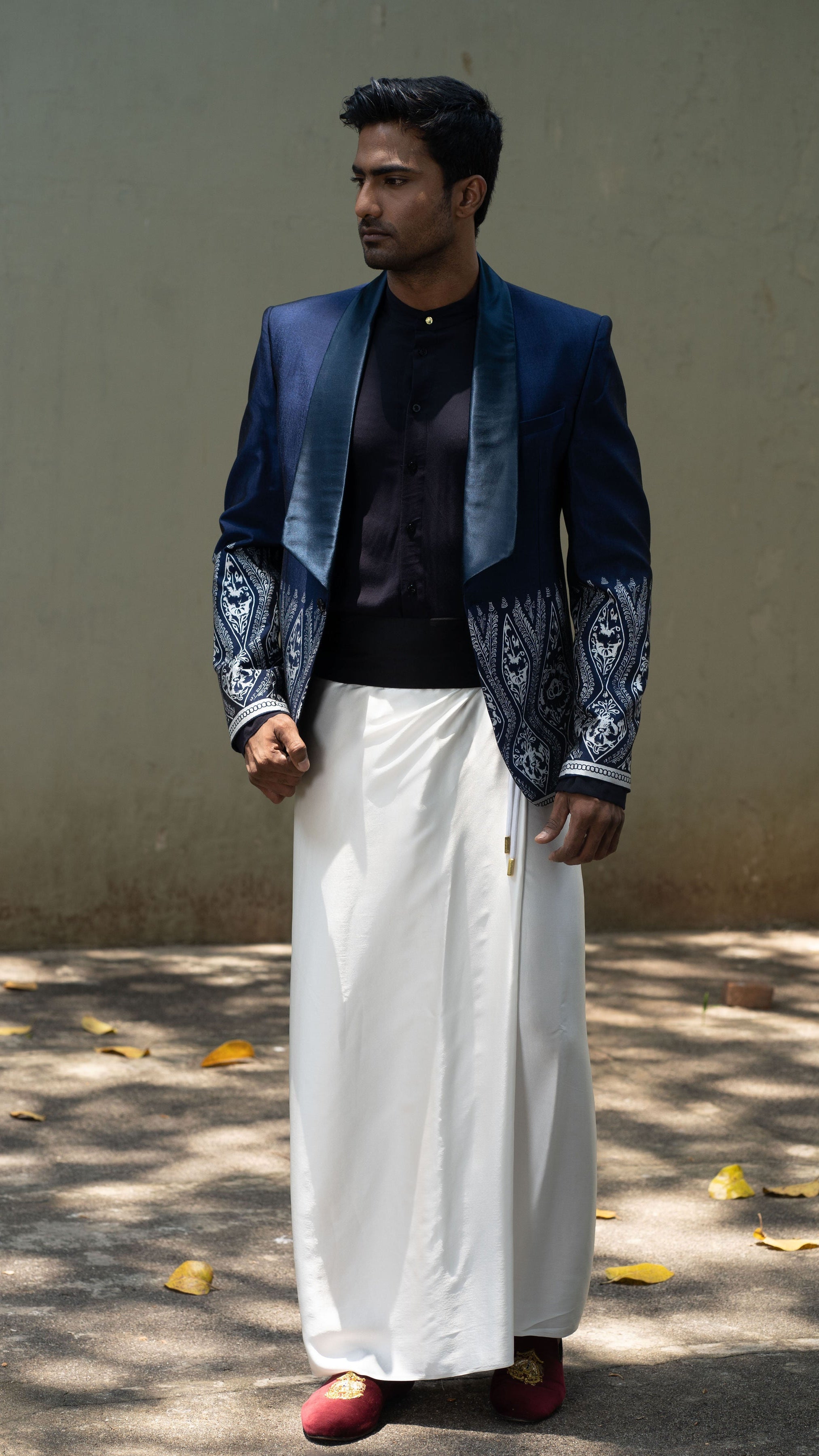 LOVI Printed Shawl Collar Tuxedo Suit Jacket