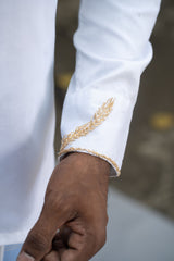 LOVI White Cotton Hand Embroidered Dress Shirt