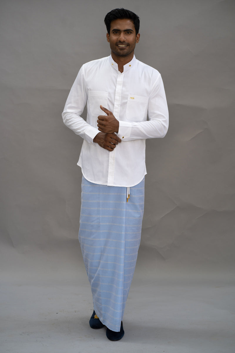 LOVI White Cotton Long-Sleeve Sport Shirt
