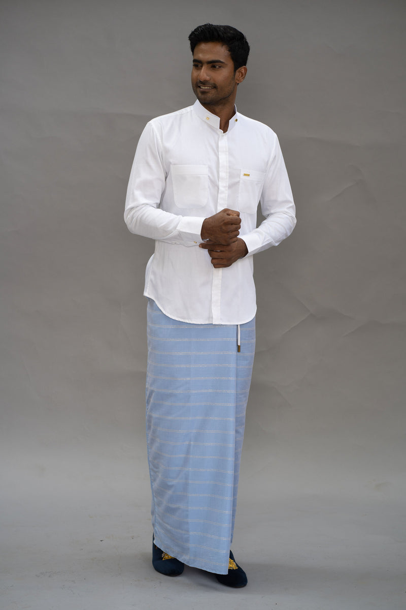 LOVI White Cotton Long-Sleeve Sport Shirt