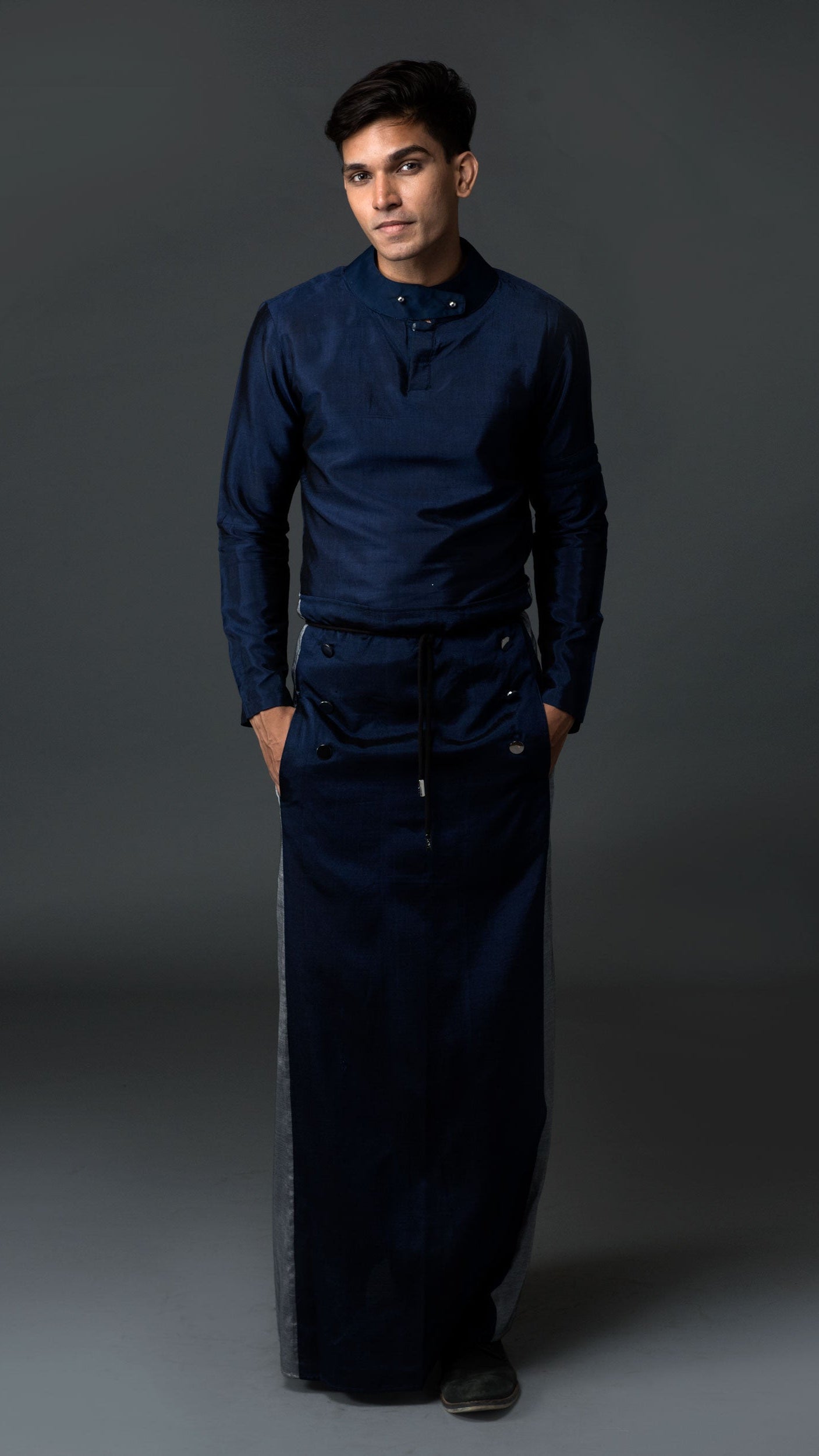 Admiral Sarong. Blue On Silver