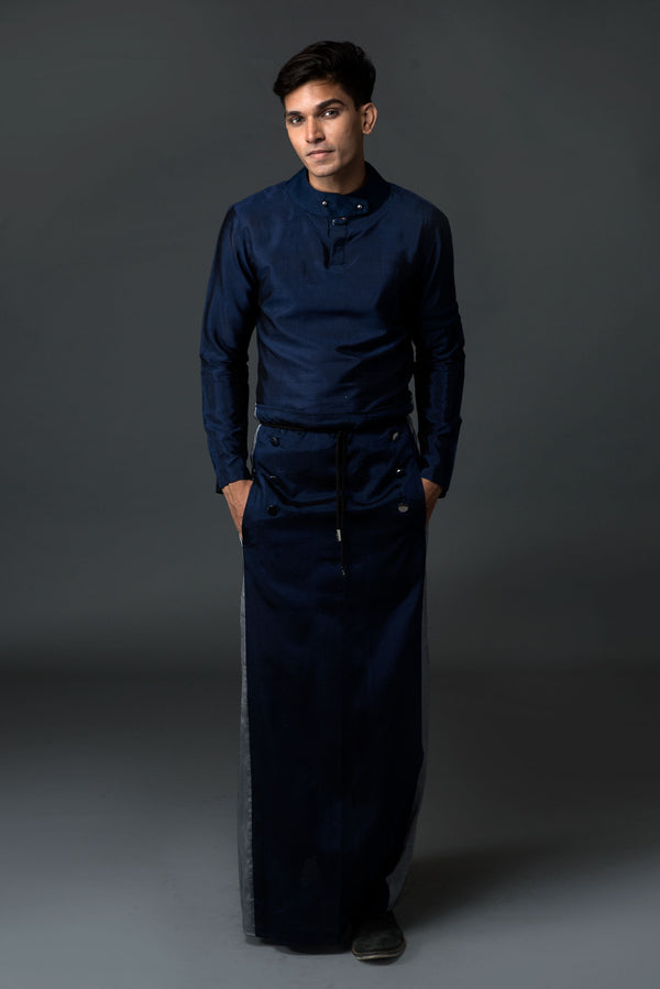 Admiral Sarong. Blue On Silver