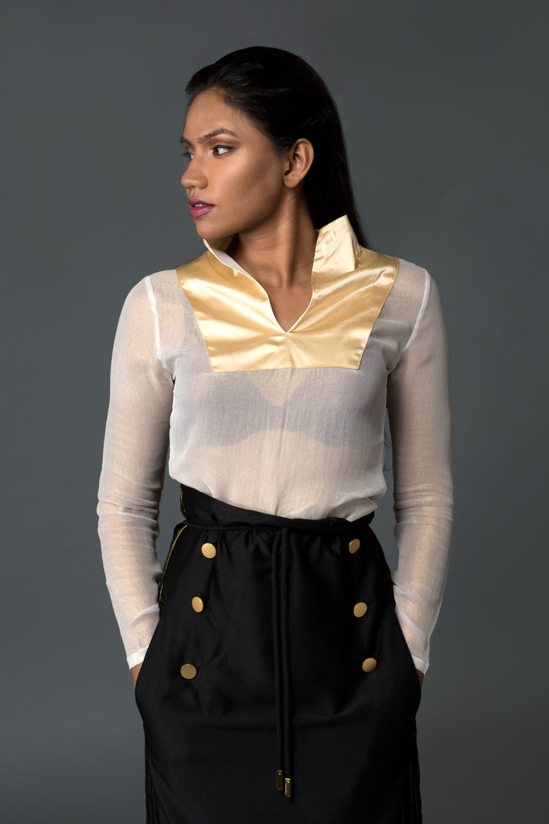 Tuxedo High Neck Sheer Top LOVI Sarongs