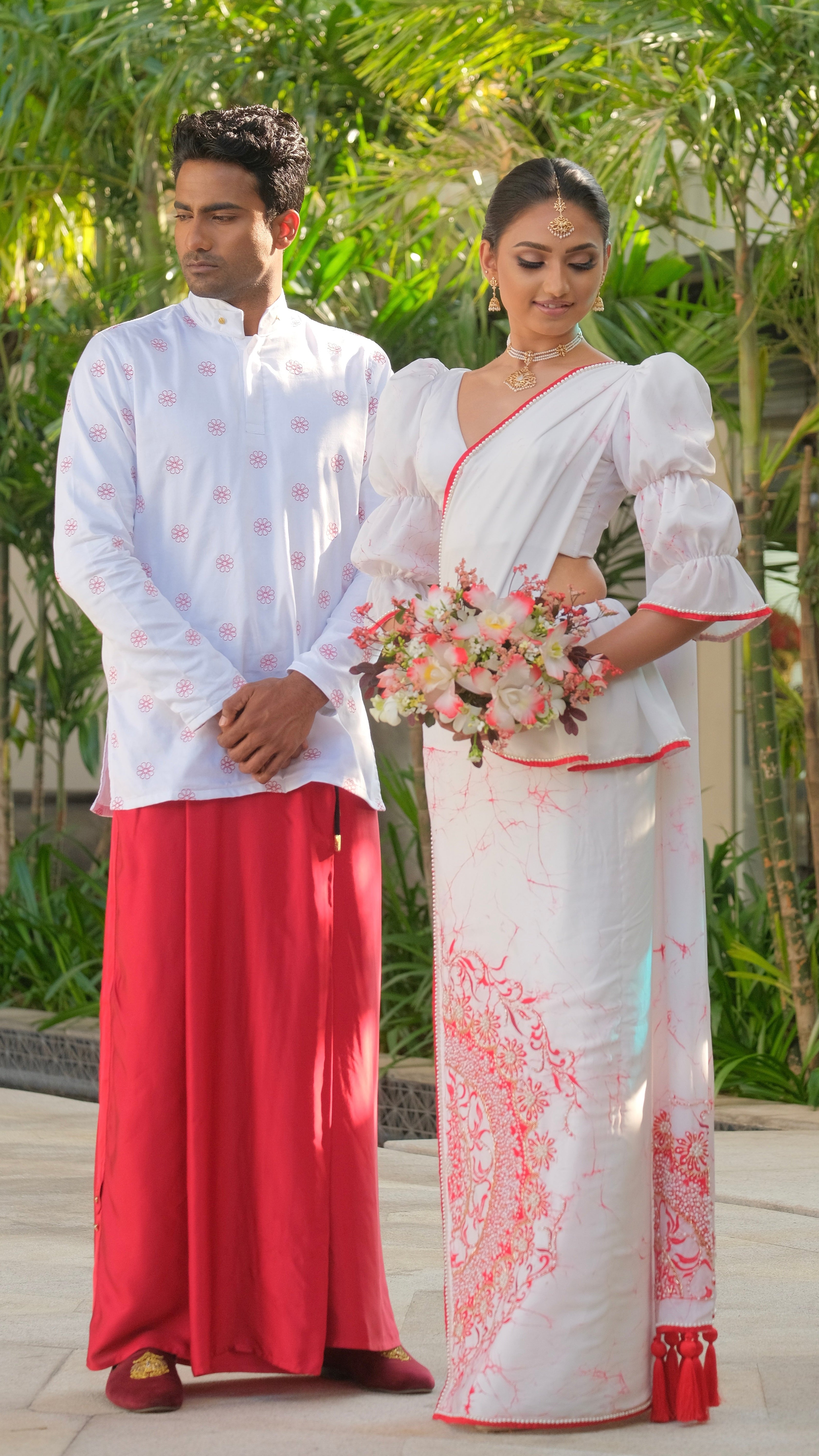 Sal Mal Shirt x Red Silk Sarong