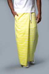 Classic Nautical Sarong Pastel Yellow With White Lines