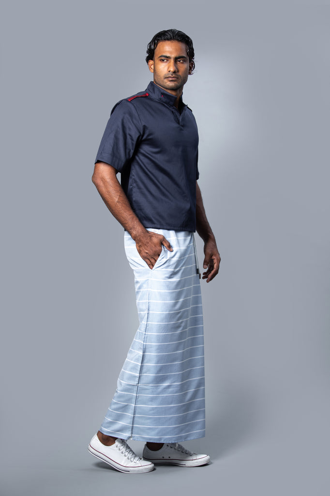 Classic Nautical Sarong Pastel Blue With White Lines