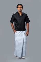 Classic Nautical Sarong Pastel Blue With White Lines