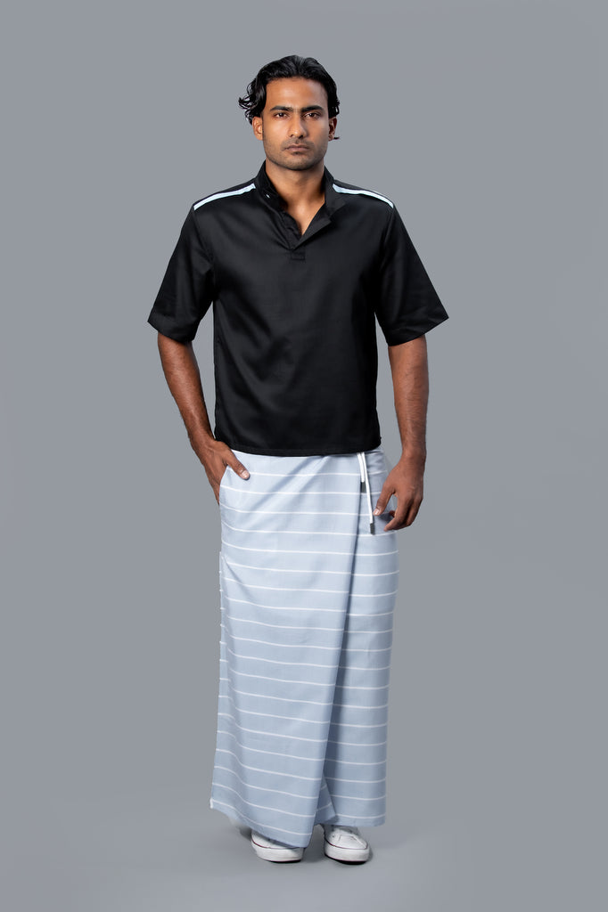 Classic Nautical Sarong Pastel Blue With White Lines
