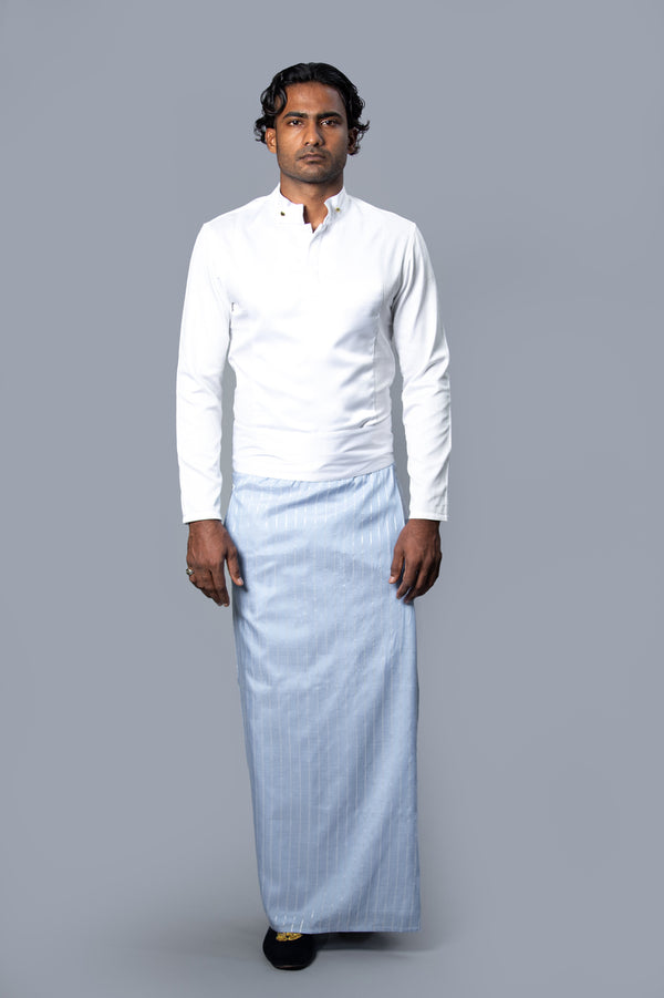 Royal Pinstripe Sarong Pastel Blue With Silver Stripes