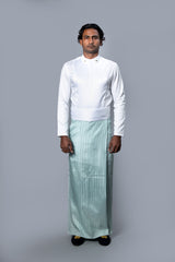 Royal Pinstripe Sarong Pastel Green With Silver Stripes