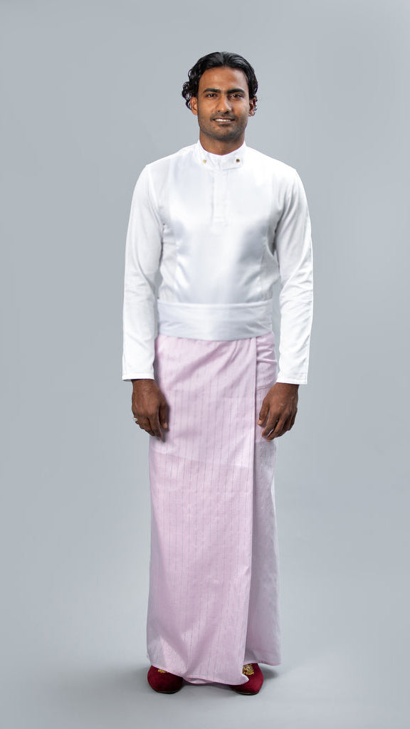 Royal Pinstripe Sarong Pastel Pink With Silver Stripes