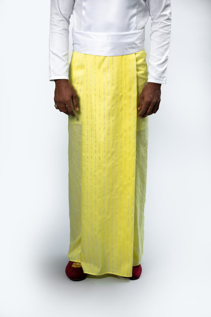 Royal Pinstripe Sarong Pastel Yellow With Silver Stripes