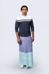 Rugby Sarong. Pastel Purple With Pastel Blue & Pastel Green Stripes