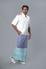 Rugby Sarong. Pastel Purple With Pastel Blue & Pastel Green Stripes