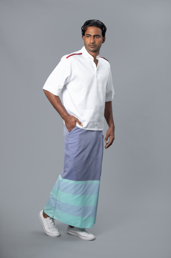 Rugby Sarong. Pastel Purple With Pastel Blue & Pastel Green Stripes