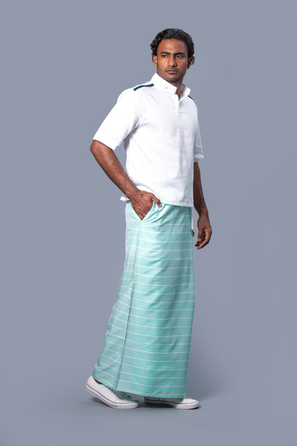 Classic Nautical Sarong Pastel Green With White Lines