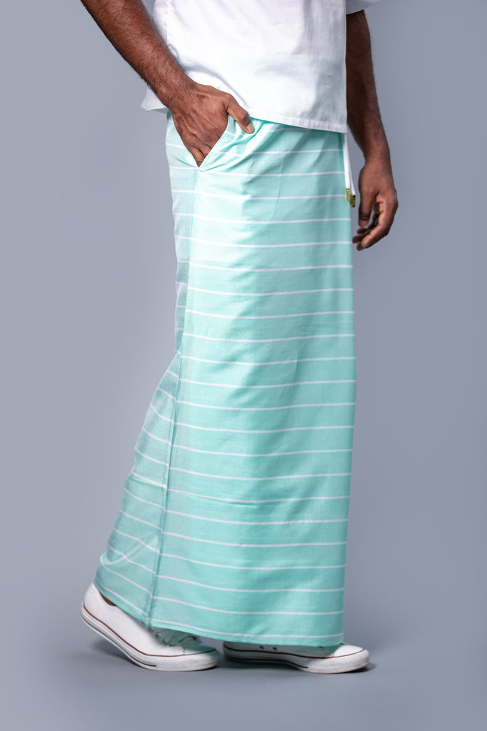 Classic Nautical Sarong Pastel Green With White Lines