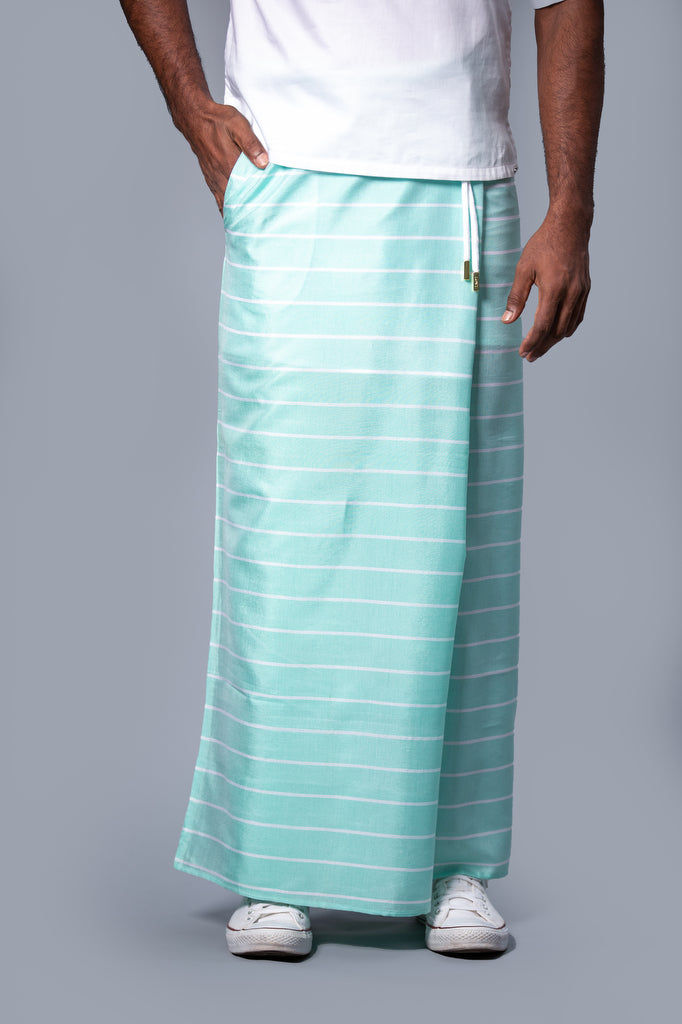 Classic Nautical Sarong Pastel Green With White Lines