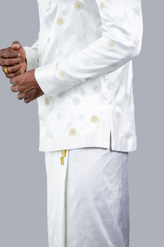 Floral Embroidered Silk Sri Lankan National