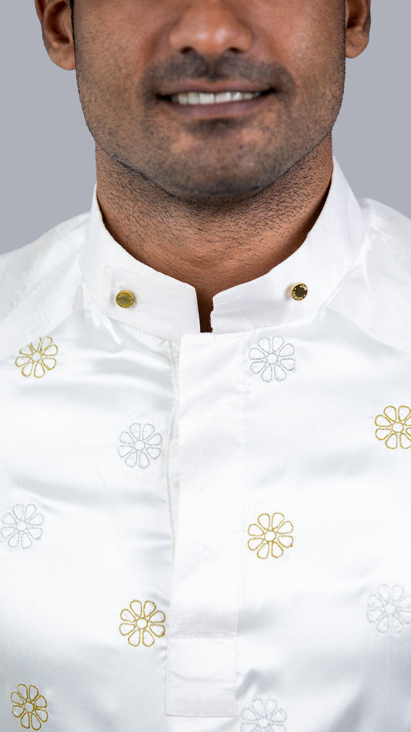 Floral Embroidered Silk Sri Lankan National