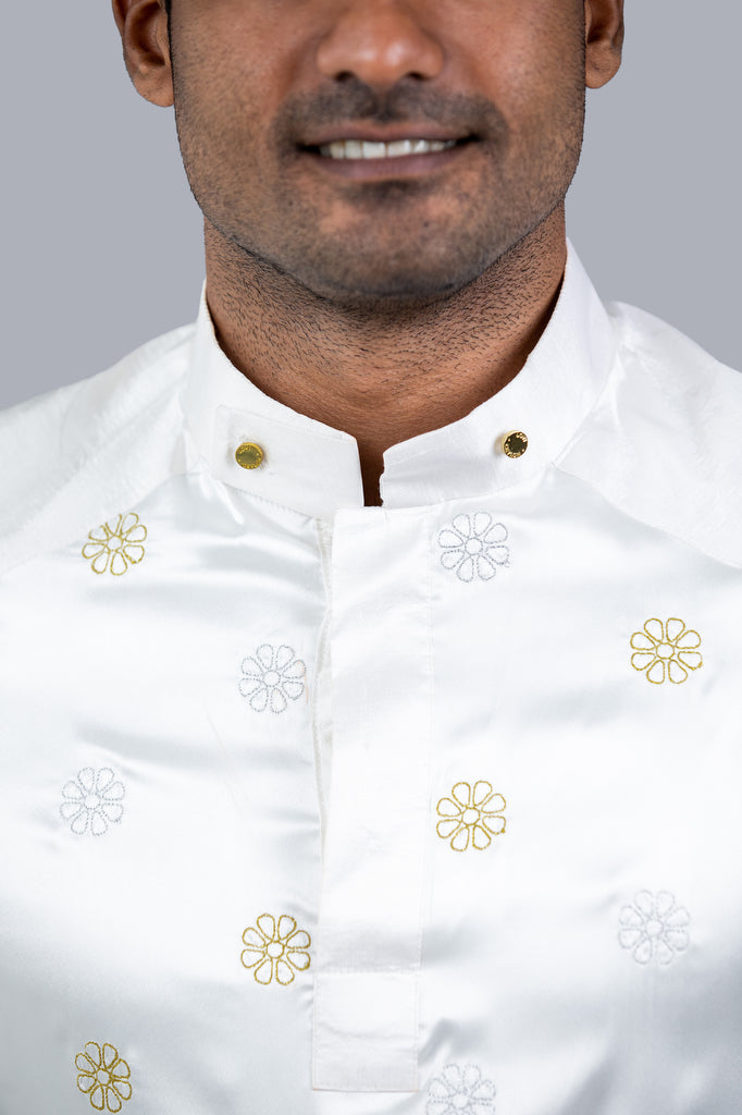 Floral Embroidered Silk Sri Lankan National