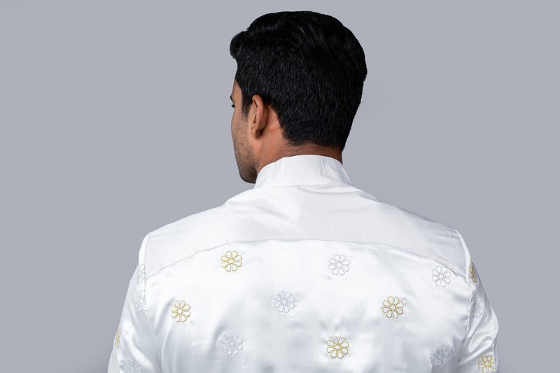Floral Embroidered Silk Sri Lankan National