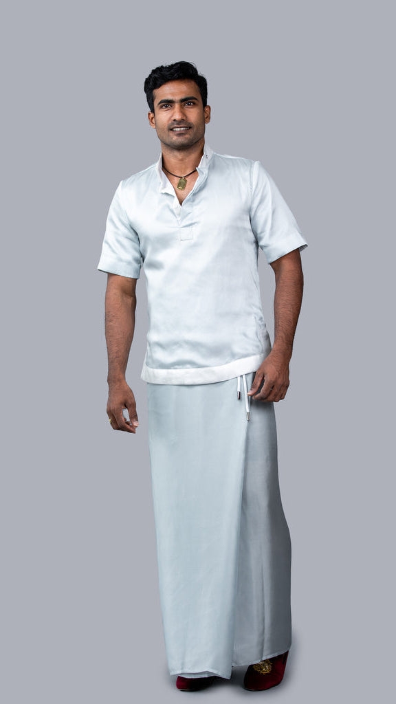 Two Tone, Short-Sleeves Silk Sri Lankan National