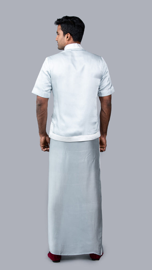 Two Tone, Short-Sleeves Silk Sri Lankan National