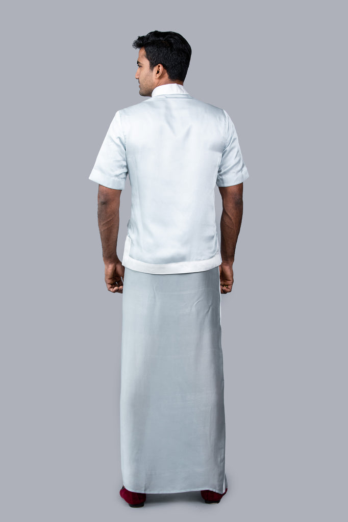 Two Tone, Short-Sleeves Silk Sri Lankan National