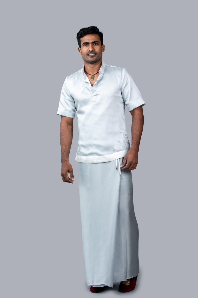 Two Tone, Short-Sleeves Silk Sri Lankan National
