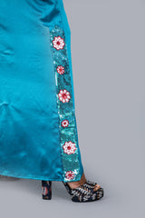 Ladies Sleeveless Sequin Floral Worked Silk Srilankan National