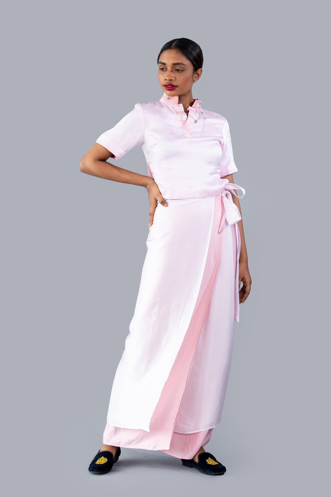 Ladies Short Sleeves Silk Sri Lankan National