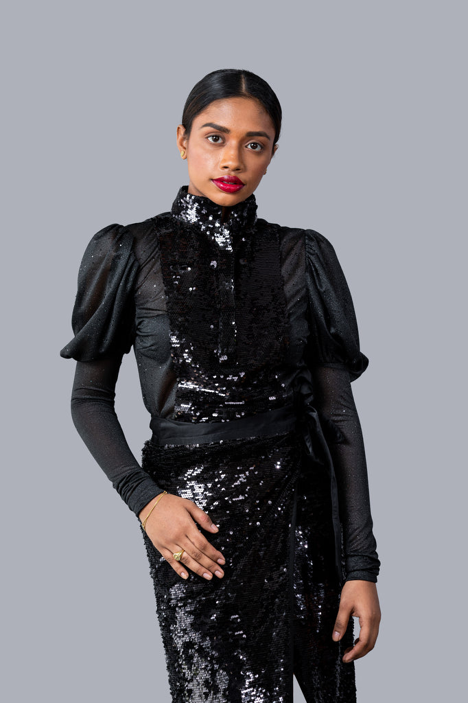 Ladies Long Sleeves Sequin Sri Lankan National Dress
