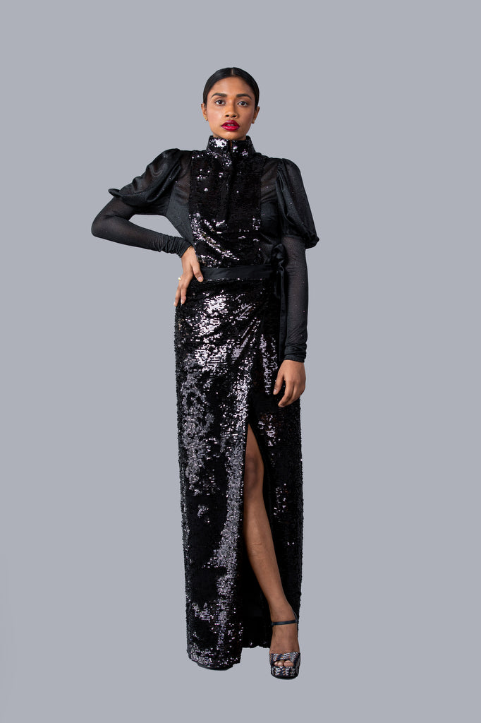 Ladies Long Sleeves Sequin Sri Lankan National Dress