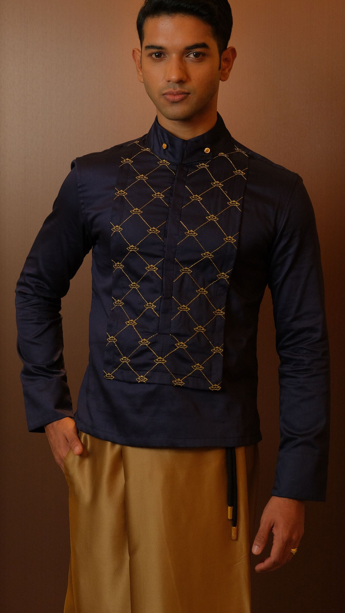 Admiral Crown Shirt x Gold Silk Sarong.